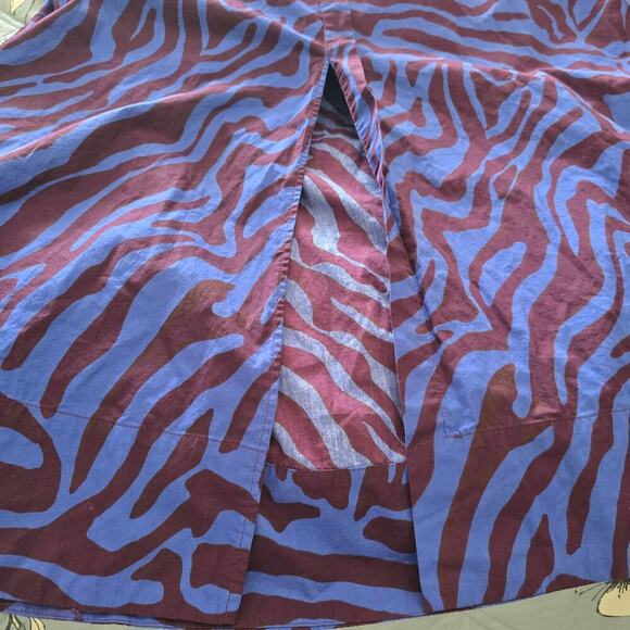 Anthropologie Twist Waist Midi Shirt Dress XS Blue Purple Zebra Print Cut-Out - Picture 8 of 12